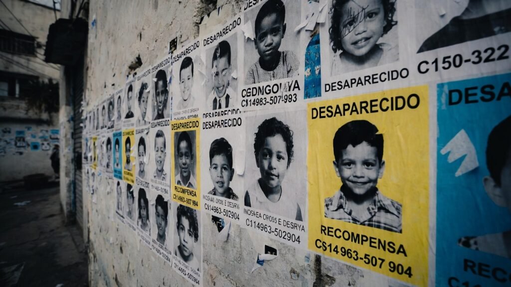 Cartazes de crianças desaparecidas no Brasil