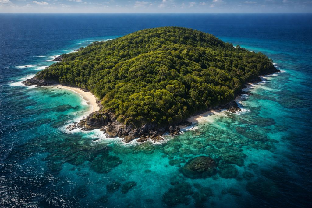 Ilha remota não mapeada pelo Google
