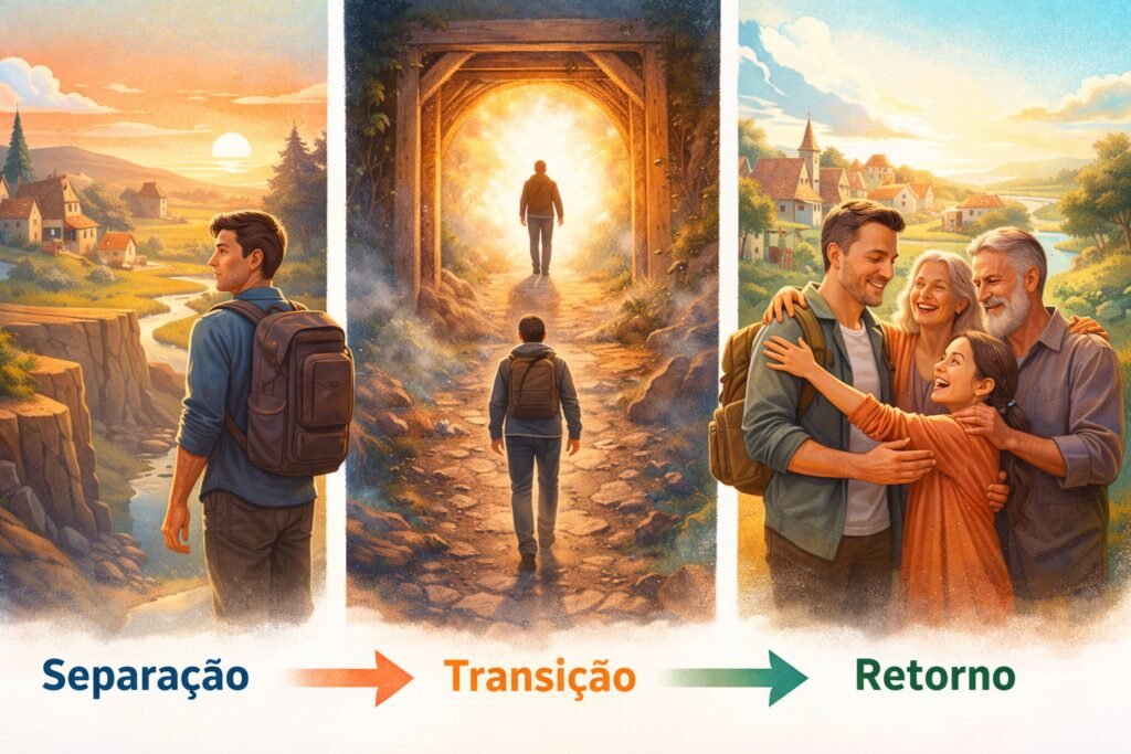 Ilustração das etapas dos ritos de passagem