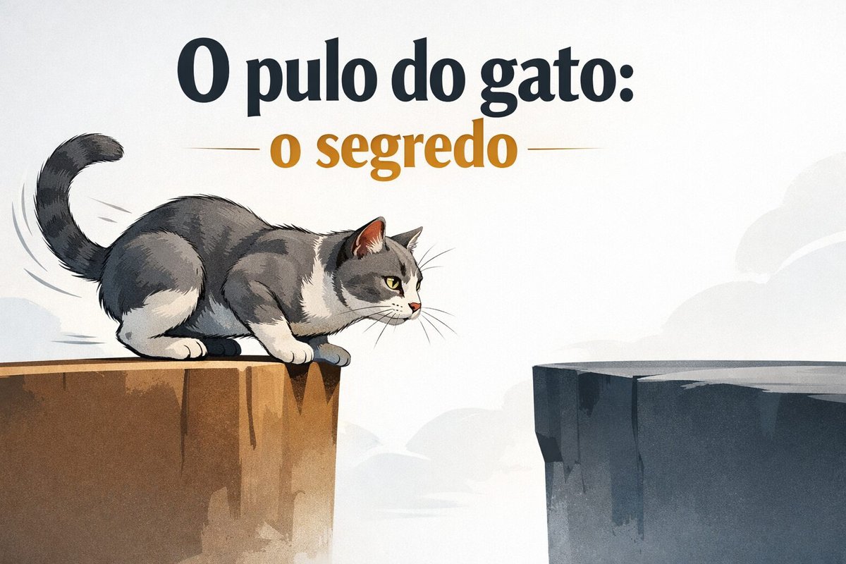 O pulo do gato significado representado por um gato calculando o salto