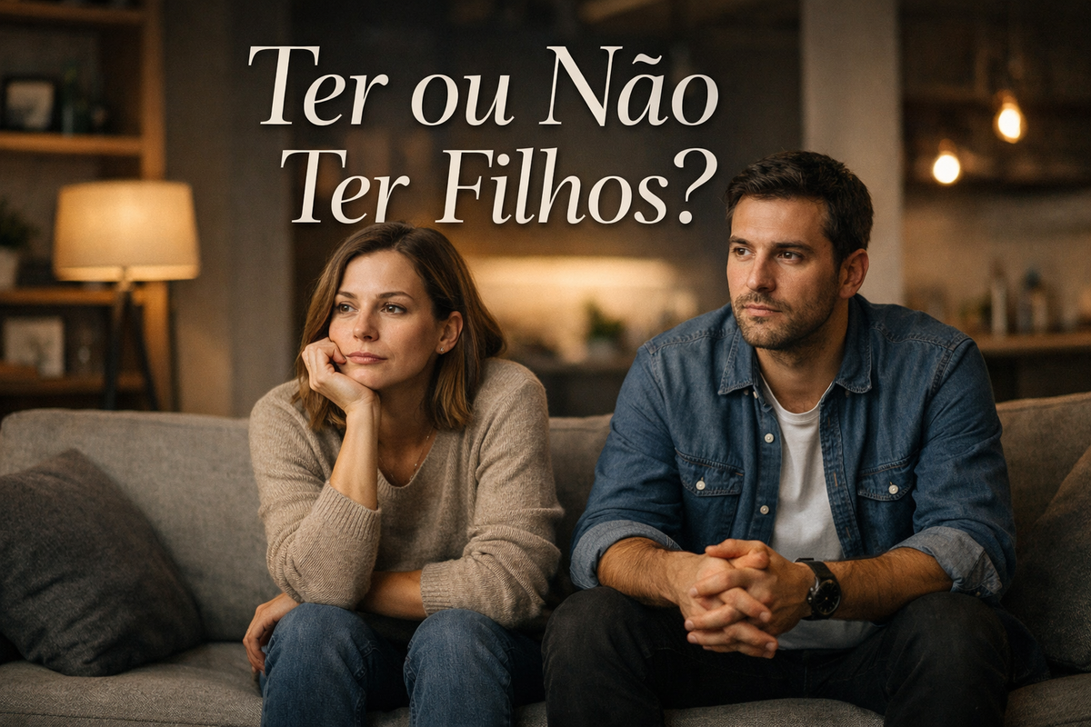 Casal refletindo sobre a decisão de ter ou não ter filhos