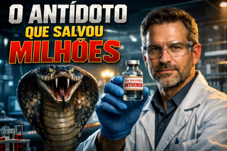 Invenção do antídoto para veneno de cobra em laboratório científico