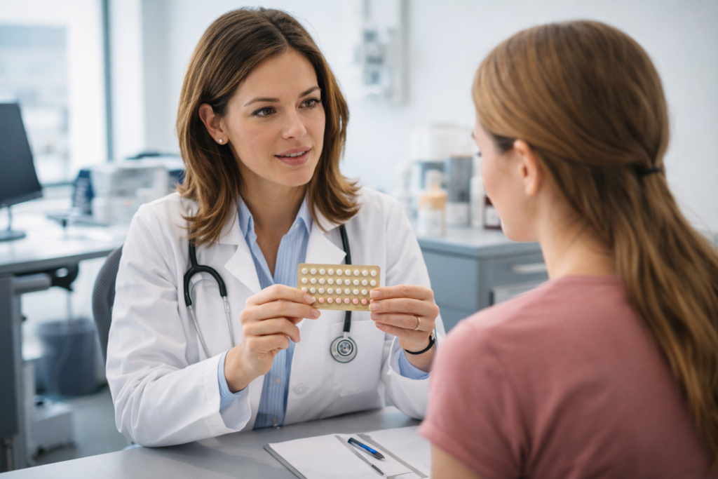 Consulta médica sobre uso do anticoncepcional
