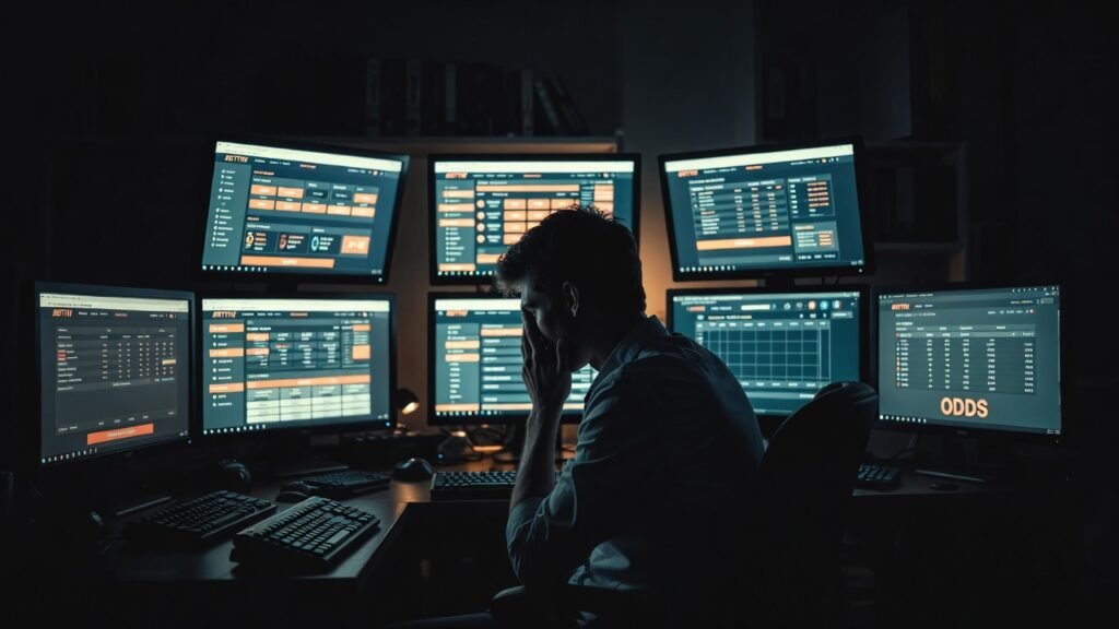 Pessoa isolada mostrando dependência em apostas online