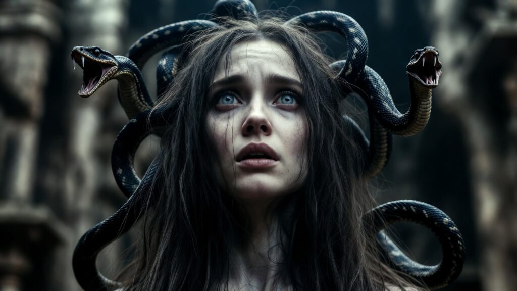Medusa após a maldição de Atena