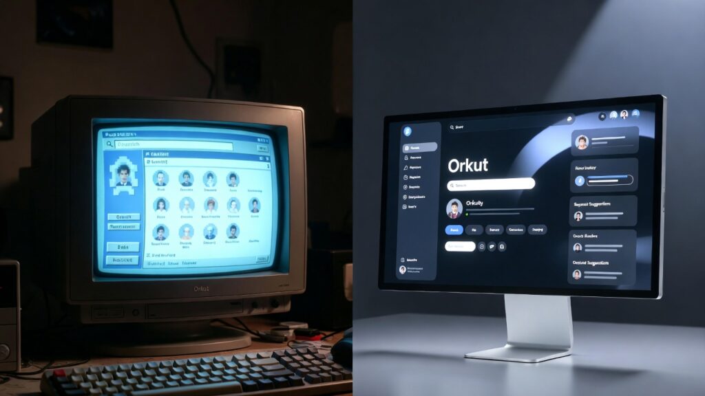 comparação entre Orkut e redes sociais modernas