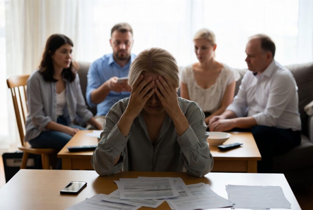 Família preocupada diante do impacto do vício em aposta